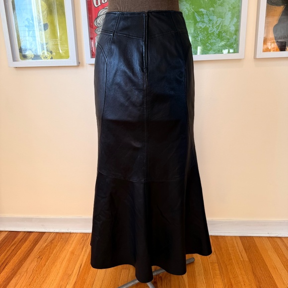 Danier Vintage 90s Soft Black Leather Mermaid Maxi Skirt - Picture 3 of 8